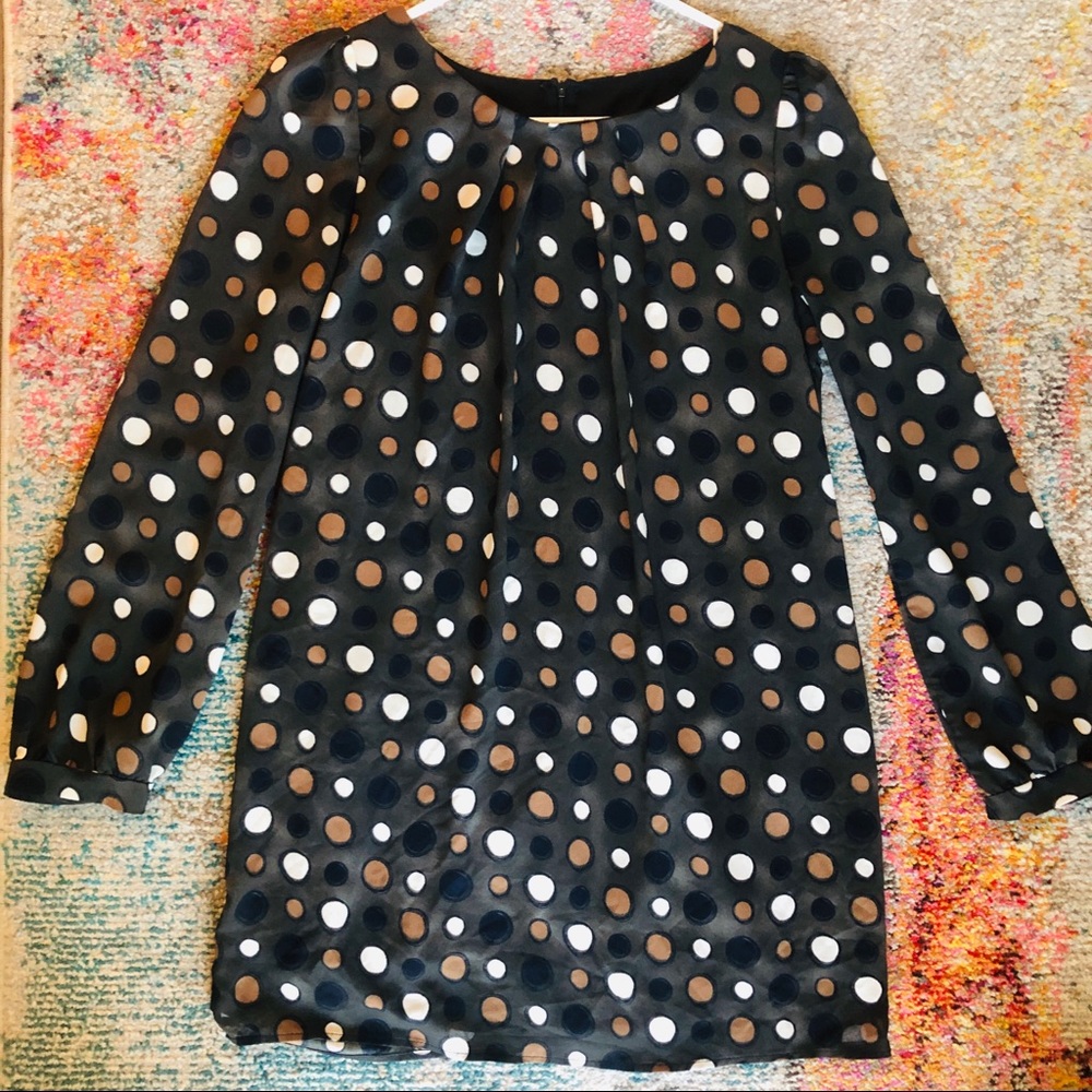Long Sleeve Polka Dot Mini Dress